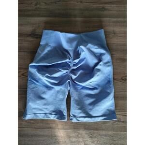 Blue scrunch butt activewear shorts